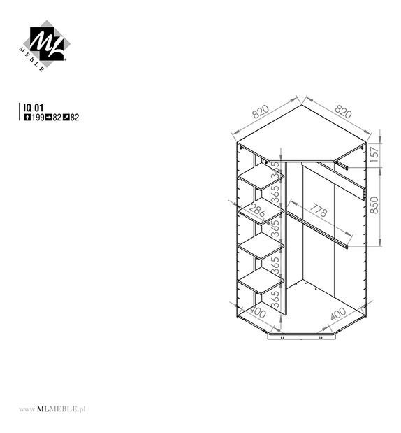 Rohová šatní skříň IQ 01 (malinová) *výprodej