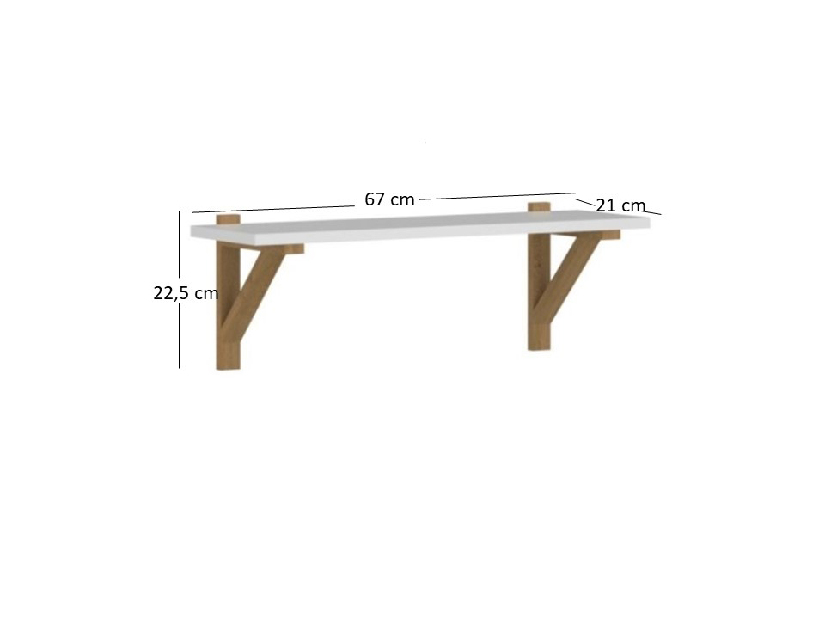 Polička 65 cm Nickole (bílá + dub kamenný)