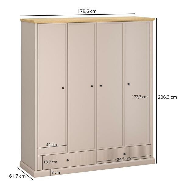 Šatní skříň Indices 2 (taupe + dub kamenný)