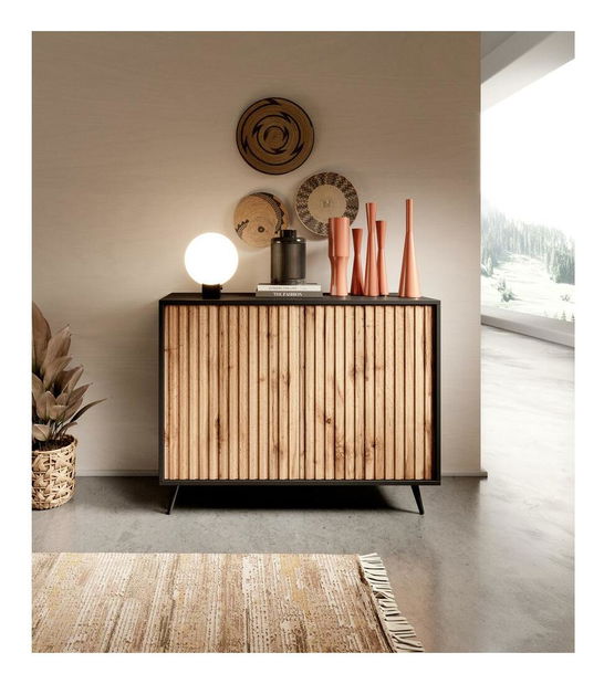 Skříňka Biel B1 (černá + dub wotan)