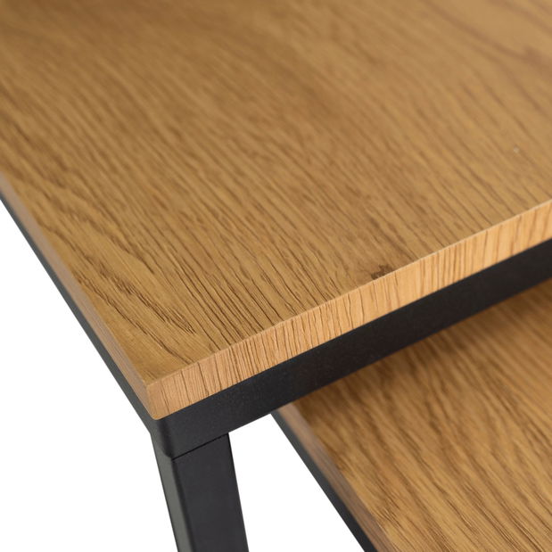 Set 2 konferenčních stolků Climas (dub zlatý + černá)