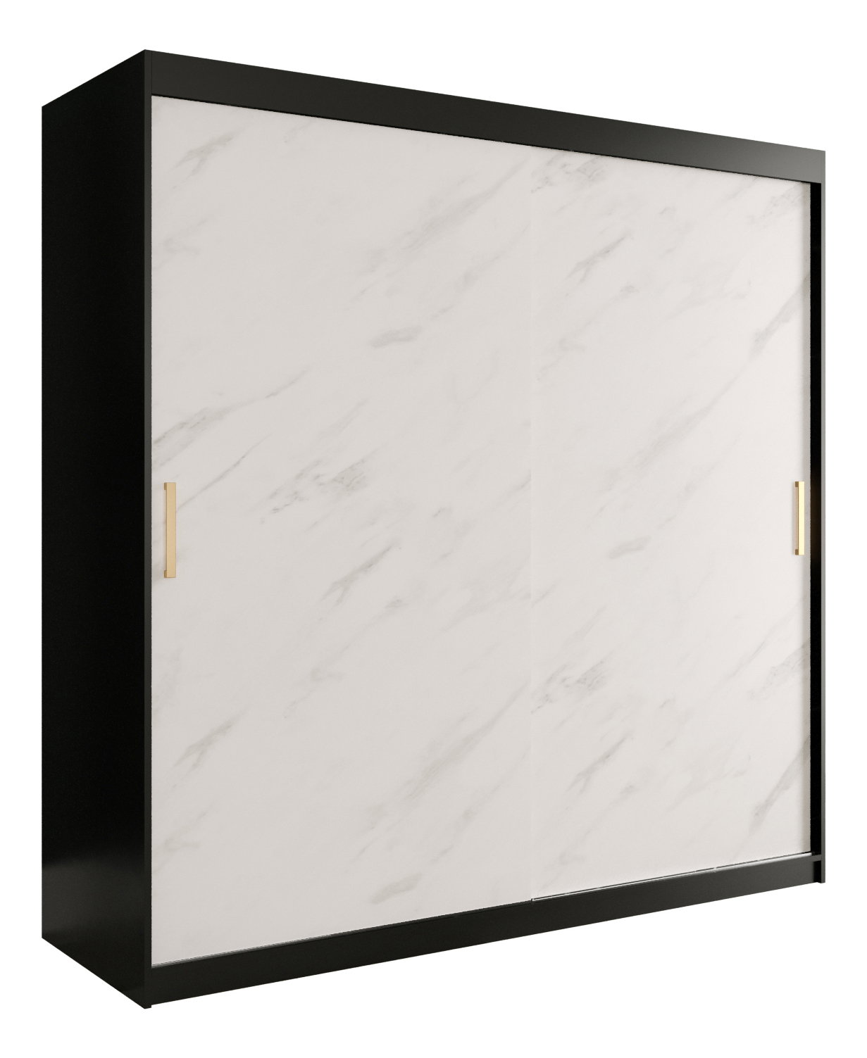 Šatní skříň 200 cm Marbelo T (matná černá + bílý mramor)