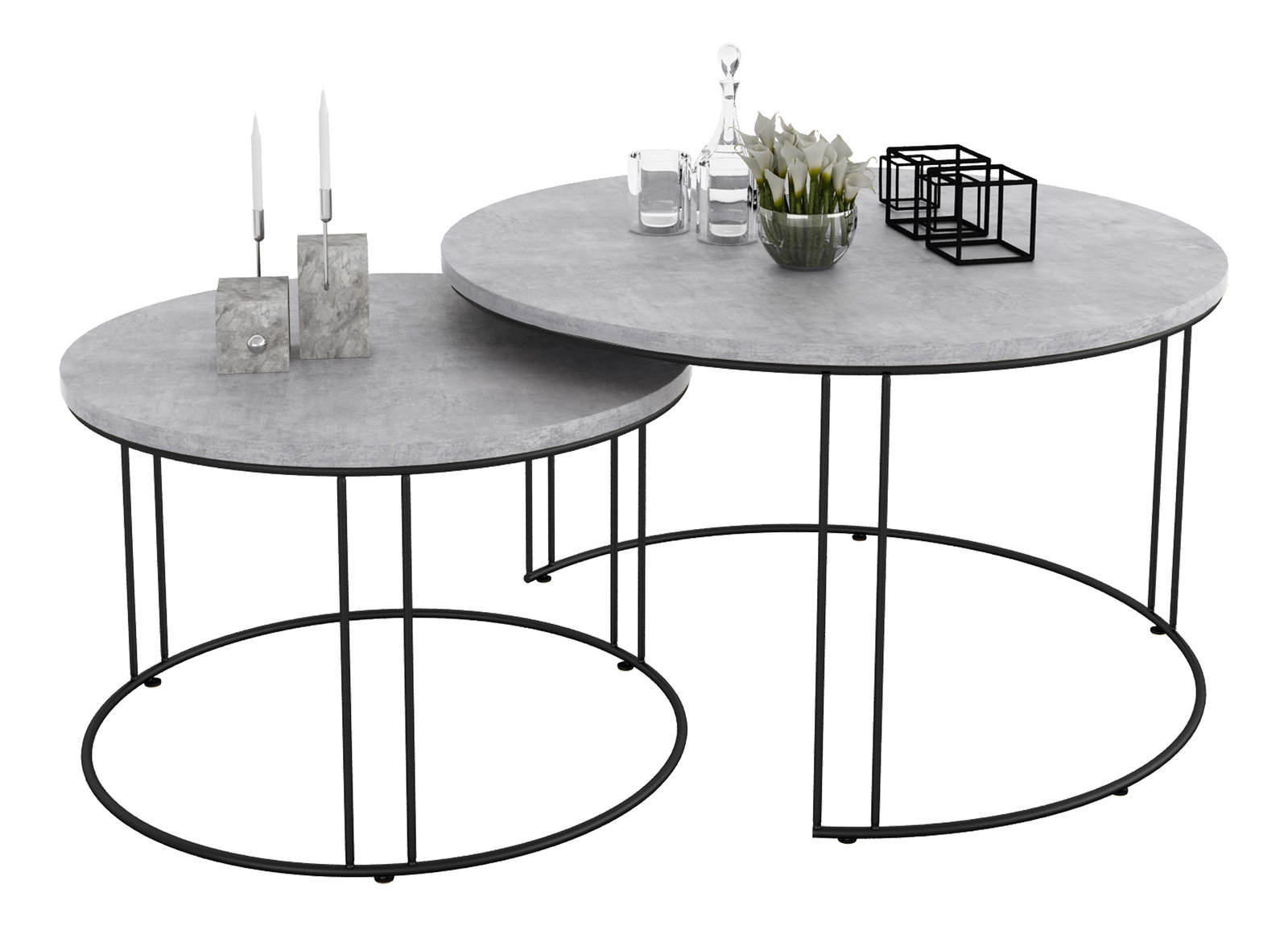 Set 2 ks. konferenčních stolků Essence (černá + beton)