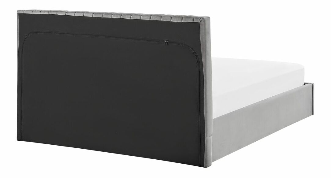 Manželská postel 160 cm Vakarine (šedá) (s roštem a úložným prostorem)