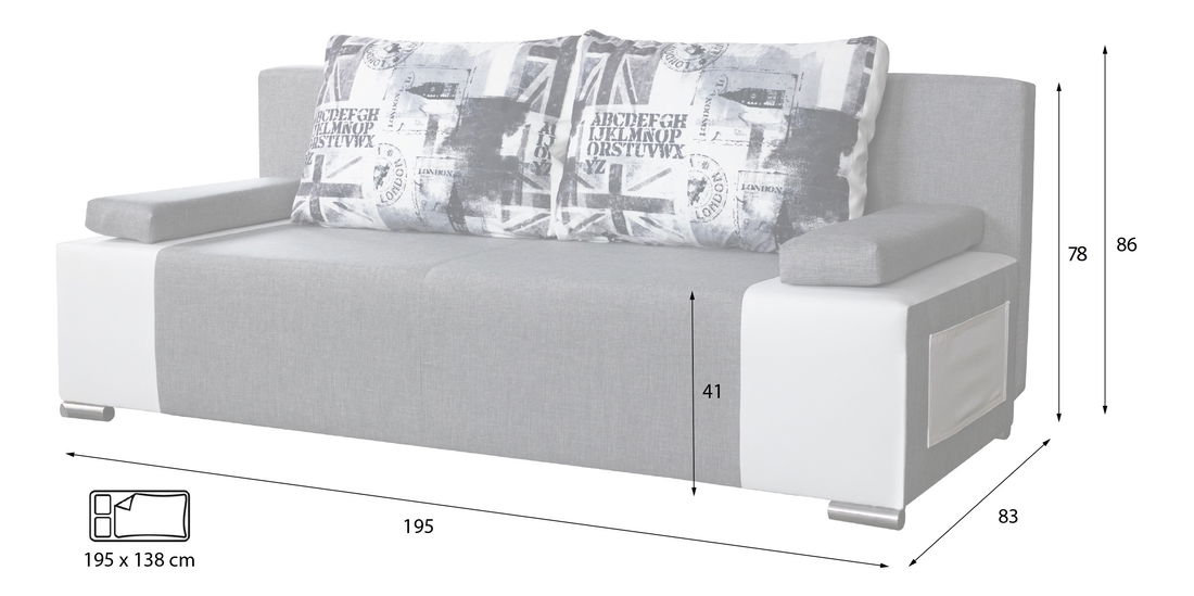 Pohovka Raggo (světle šedá + černá)