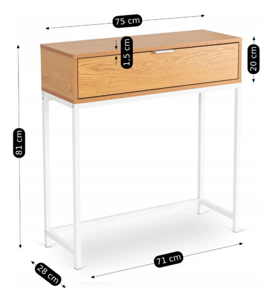 Konzolový stolek Permitiendo (dub + bílá)