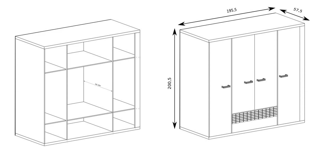 Šatní skříň Nature 03 (s LED osvětlením) (dub ribbeck)