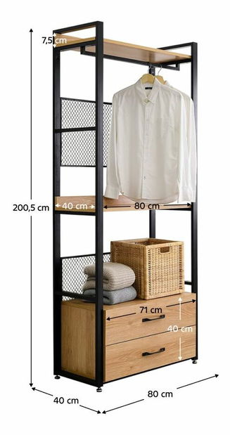 Regál KILOM (akace + černá)