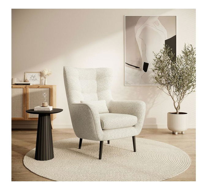 Křeslo s podnožkou Veneza VZ2 (krémová + černá)