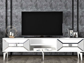 TV stolek/skříňka Velono (bílá + stříbrná)