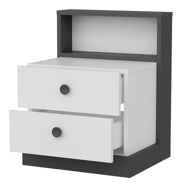 Noční stolek Live (antracit + bílá)