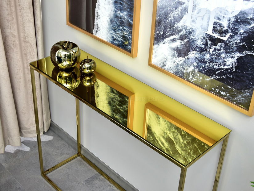 Konzolový stolek Bella Kons (zlatá + zlatá)