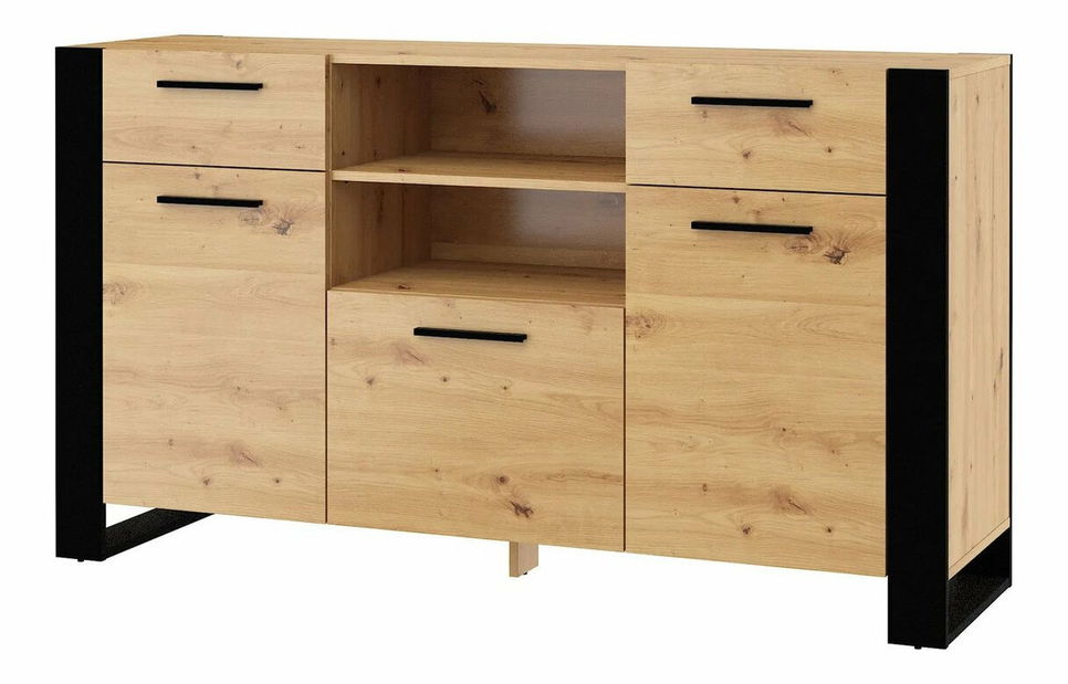 Komoda Nulakka C (dub artisan + matná černá)