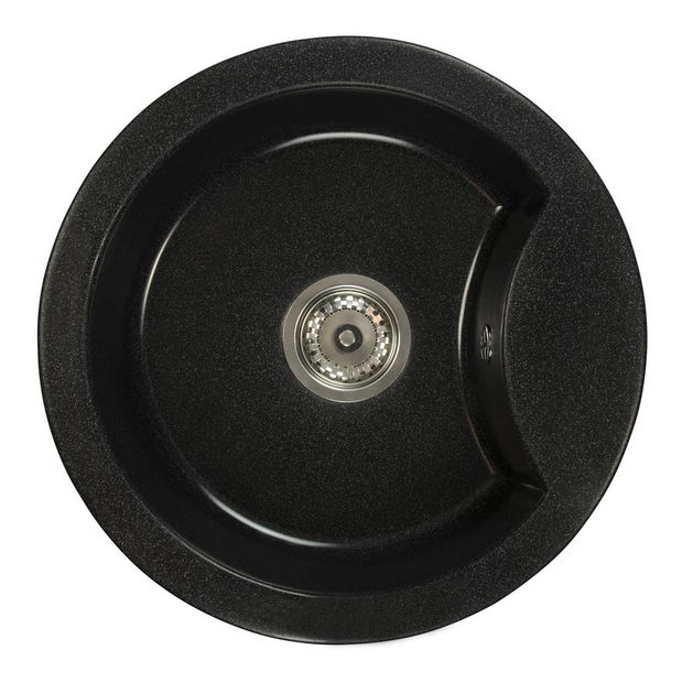 Kuchyňský dřez Mellusa (černá + textura) (se 2 otvory pro baterii)