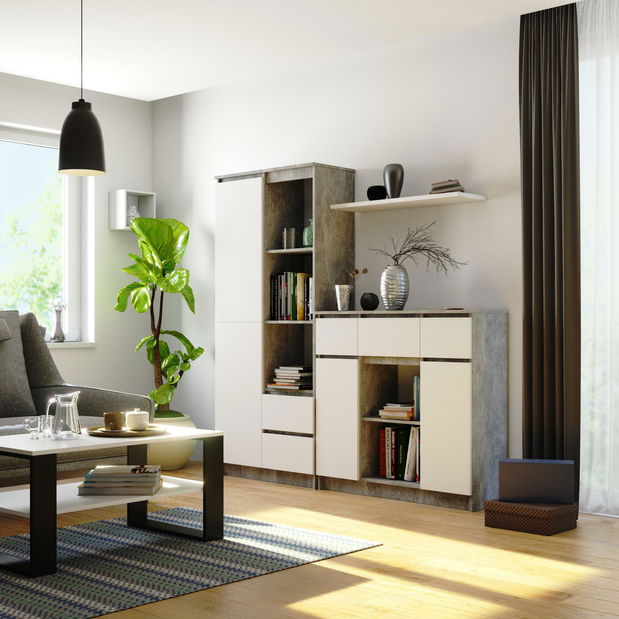 Komoda Kalista VII (beton + bílá)