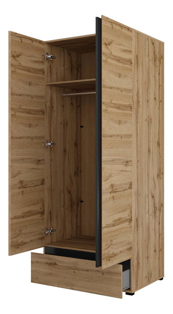 Šatní skříň Crossroad S18 (dub wotan + černá)