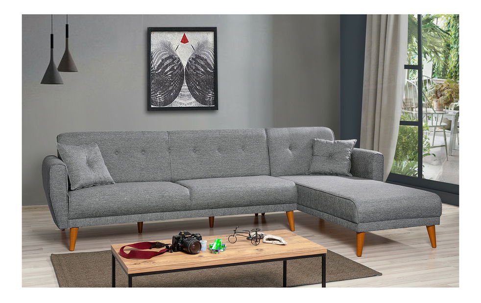 Rohová sedací souprava Alhambra (L) (tmavě šedá)