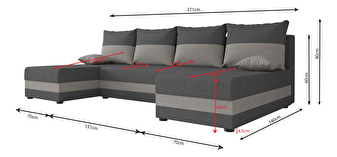 Rohová sedací souprava U Harmony U (světle šedá + bílá)