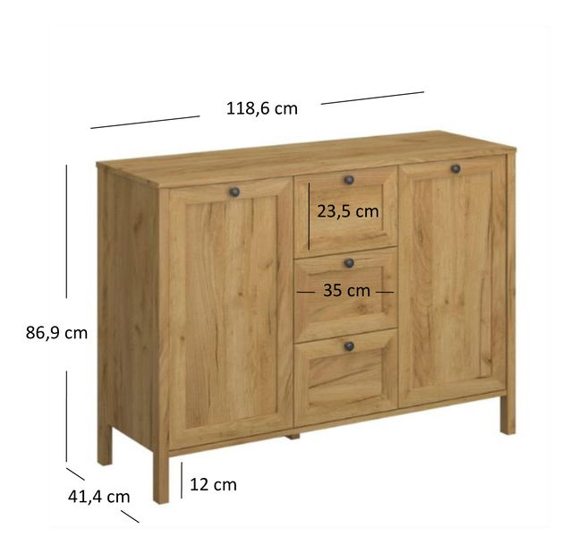 Komoda Keira 2D3S (dub craft zlatý)