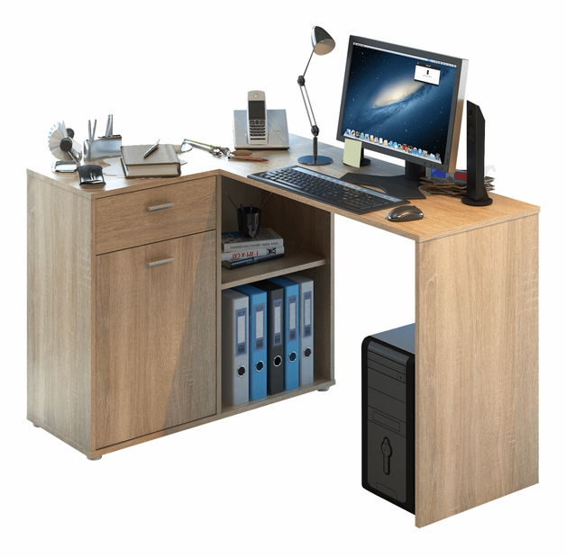 Rohový PC stolek Kalimoro (dub sonoma)