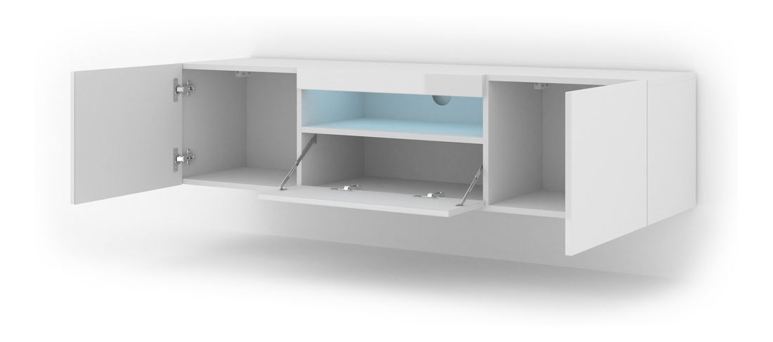 TV stolek/skříňka Aurora (bílý lesk) (LED)