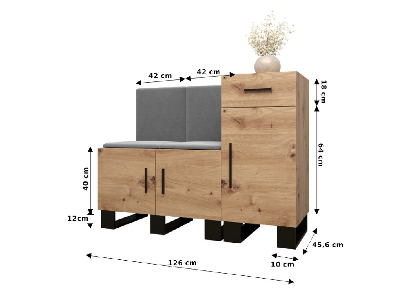 Předsíňová sestava Amanda 18 (dub artisan + tmavě šedá)