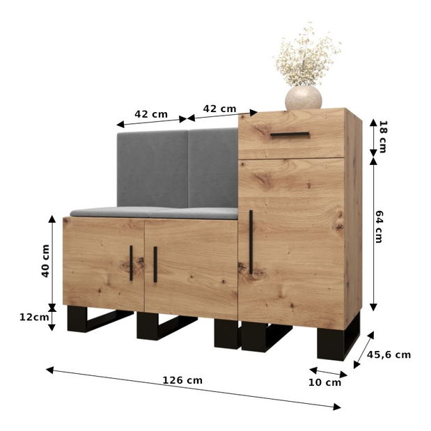 Předsíňová sestava Amanda 18 (dub artisan + tmavě šedá)