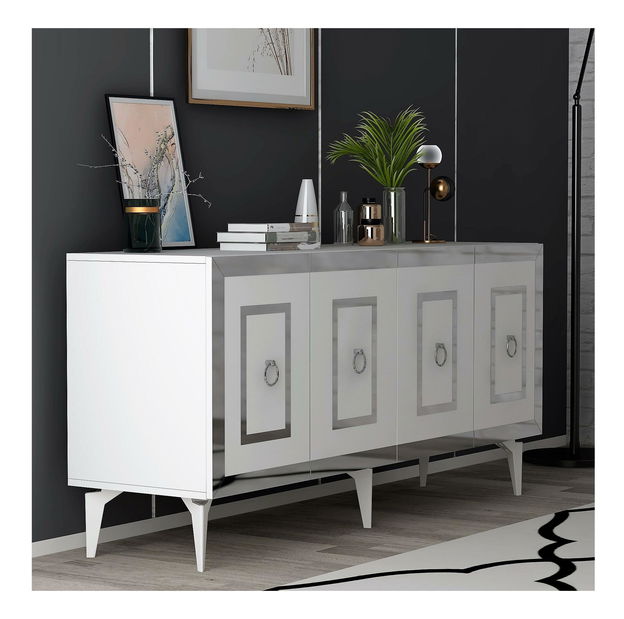 Skříňka Pemava 1 (bílá + stříbrná)