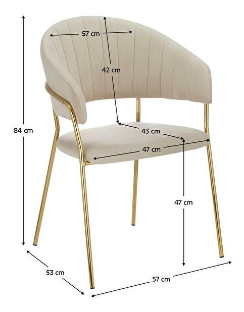 Designové jídelní křeslo Dasmona 1 (béžová + zlatá + chromová)