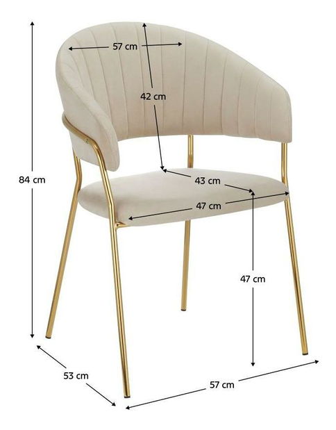 Designové jídelní křeslo Dasmona 1 (béžová + zlatá + chromová)