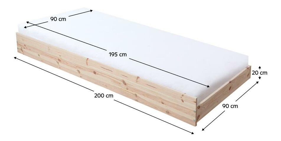 Přistýlka pod postel 90 cm Braceaba (smrk masiv) (s roštem)
