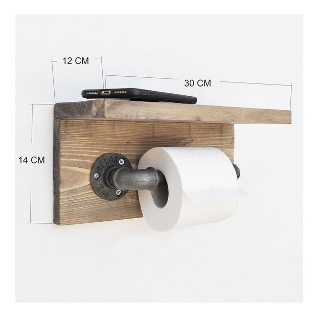Nástěnný držák na toaletní papír Nenanu 6 (ořech + černá)