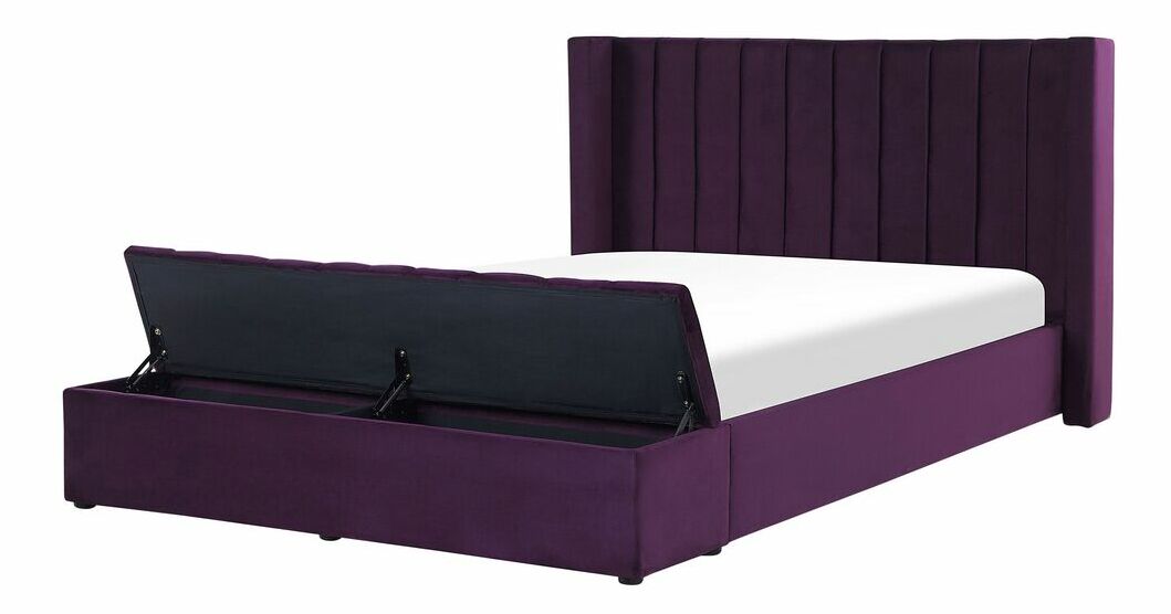 Manželská postel 160 cm NAIROBI (fialová) (s roštem a úl. prostorem)