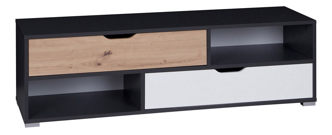 Tv stolek Iweta RTV (grafit + bílá matná + dub artisan)