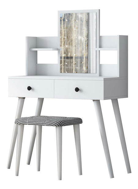 Toaletní stolek s taburetkou Blake 102 (bílá)