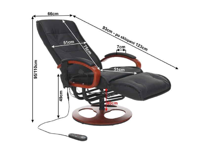 Masážní křeslo Ardos (ekokůže černá + třešeň) 