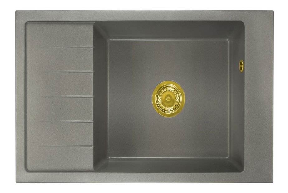 Kuchyňský dřez Lurano (šedá) (se 3 otvory pro baterii) (L)