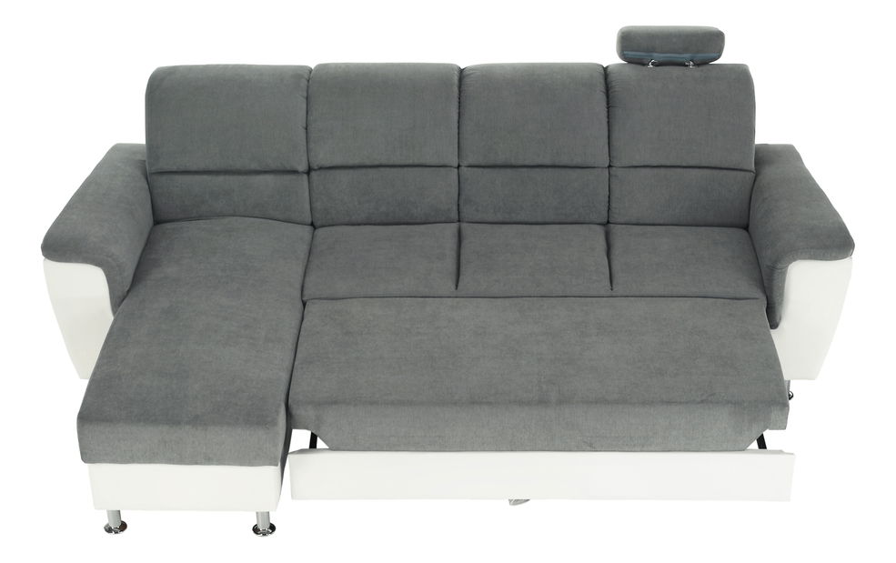 Rohová sedací souprava Stan malá (bílá + šedá) (L)