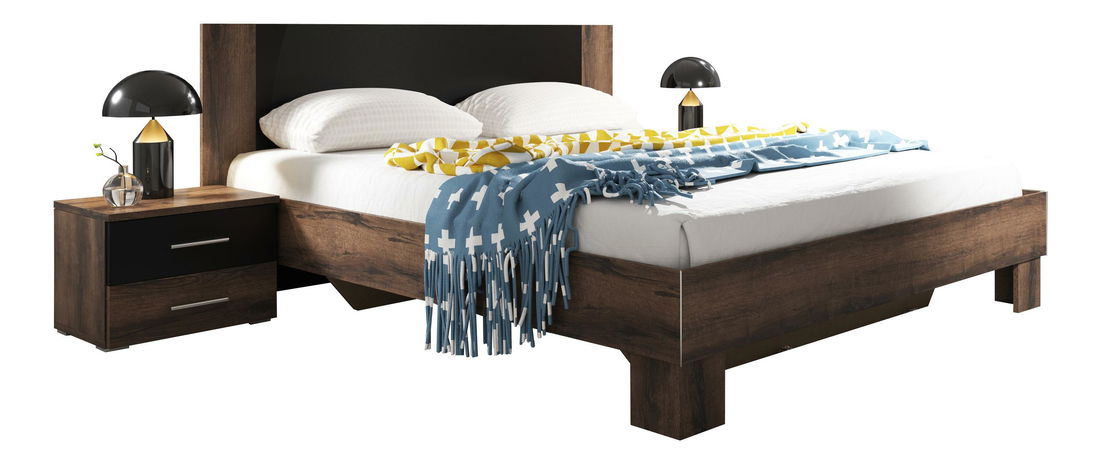 Manželská postel 180 cm Verwood Typ 52 (monastery + černá) (s noč. stolky)