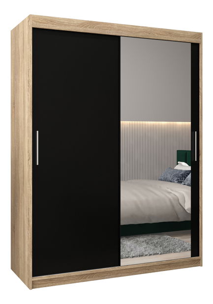 Šatní skříň 150 cm Toki 2 (Dub sonoma + Černá matná)