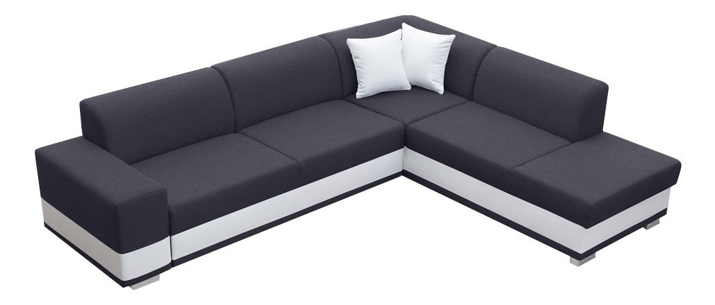 Rohová sedací souprava Darcia (tmavě šedá + bílá) (P)