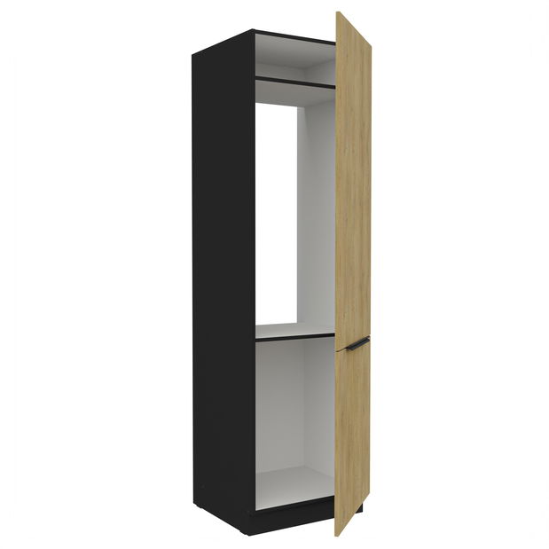 Potravinová vestavná skříň na chladničku Carminia 60 LO-210 2F (dub cremona + černá)