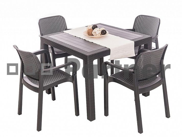 Zahradní sestava Kara mini 1+4 (antracit) (Plast)
