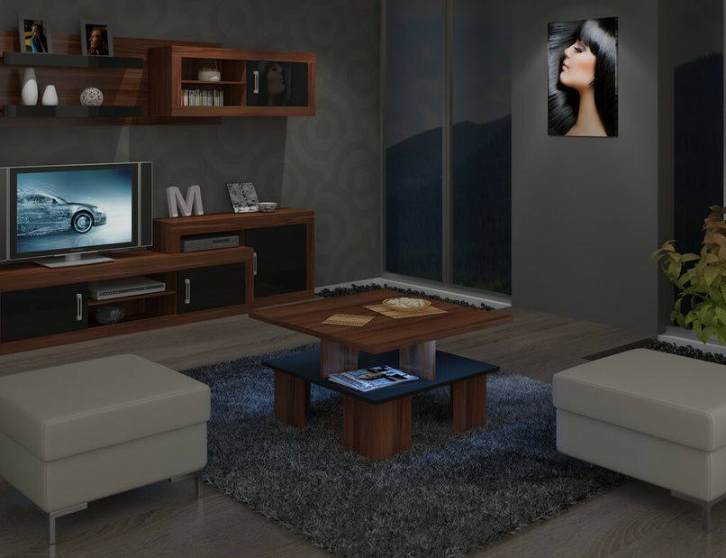 Konferenční stolek Sudbury 1 (švestka + lesk černý)