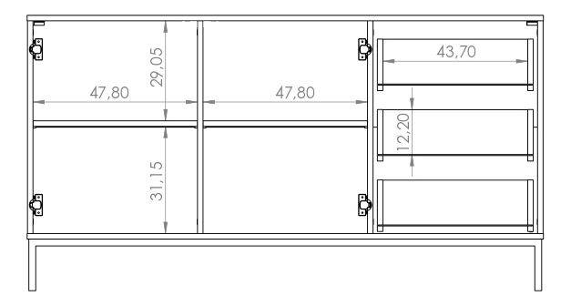 Komoda Punta K2D3SZ (grafit)