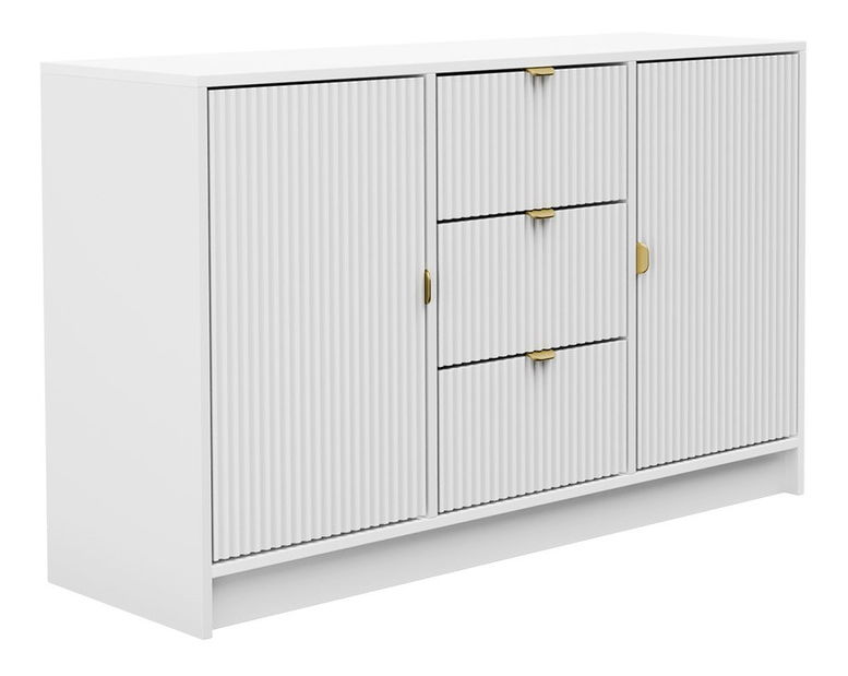 Komoda Rozoma 2D3SZ (bílý velvet + zlatá)