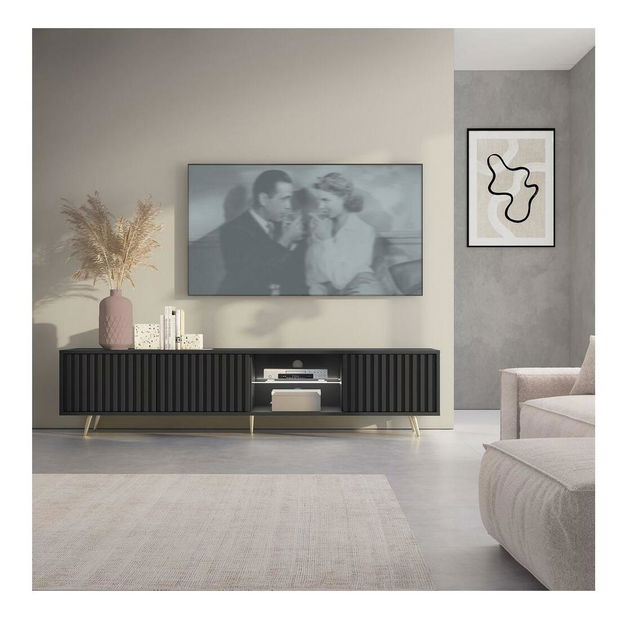 TV skříňka/stolek Biel 175 (s osvětlením) (černá)