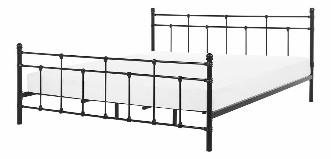 Manželská postel 180 cm LUXO (s roštem) (černá)