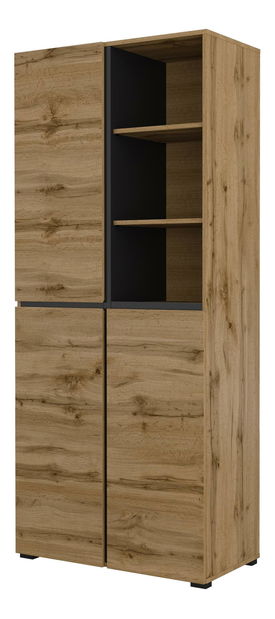 Policová skříň Crossroad H N88 (dub wotan + černá)