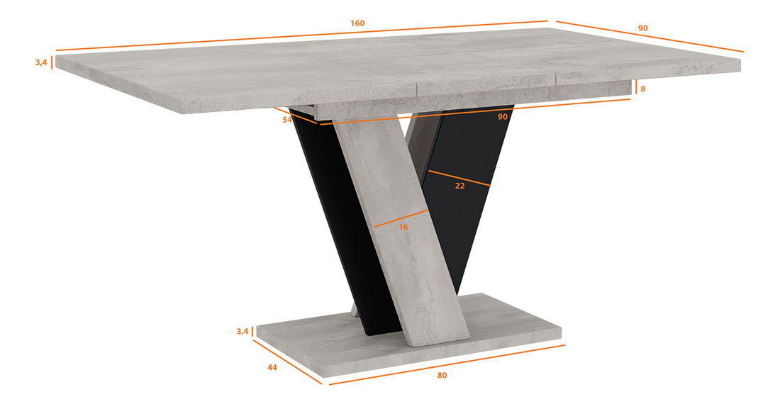 Jídelní stůl Venag (světle šedá + černá) (pro 4 až 6 osob)